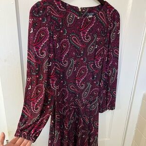 Tommy Hilfiger Paisley Long Sleeve Dress - Pink and Black